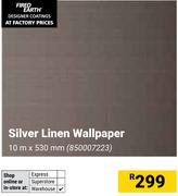 Silver Linen Wallpaper 10m x 530mm