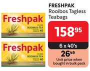 Freshpak Rooibos Tagless Teabags-6 x 40's Pack