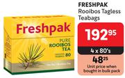 Freshpak Rooibos Tagless Teabags-4 x 80's Pack