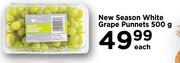 New Season White Grape Punnets-500g Each