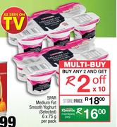Spar Medium Fat Smooth Yoghurt-6 x 75g Per Pack