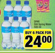 Spar Still Spring Water-6 x 500ml