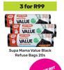 Supa Mama Value Black Refuse Bags-For 2 x 20s