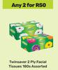 Twinsaver 2 Ply Facial Tissues Assorted-For Any 2 x 180s