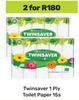 Twinsaver 1 Ply Toilet Paper-For 2 x 15s