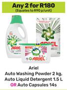 Ariel Auto Washing Powder 2Kg, Auto Liquid Detergent 1.5L Or Auto Capsules 14s-For Any 2