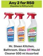 Mr Sheen Kitchen, Bathroom, Glass Or Mould Cleaner Assorted-For Any 2 x 500ml