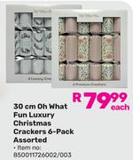 30cm Oh What Fun Luxury Christmas Crackers 6 Pack (850011726002/003)