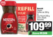 Nescafe Classic Coffee Jar 200g Or Doy Pouch 230g Assorted-Each