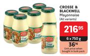 Crosse & Blackwell Mayonnaise (All Variants)-6 x 750g