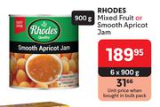 Rhodes Mixed Fruit Or Smooth Apricot Jam-6 x 900g
