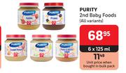 Purity 2nd Baby Foods (All Variants)-6 x 125ml