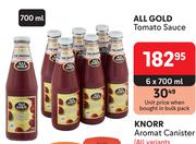 All Gold Tomato Sauce-6 x 700ml