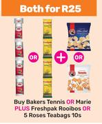 Bakers Tennis Or Marie Plus Freshpak Rooibos Or 5 Roses Teabags 10s-Both For