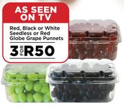 Red, Black Or White Seedless Or Red Globe Grape Punnets-For Any 3