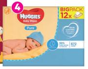 Huggies 12 Pack Pure Wipe 256's Pack- Each