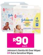 Johnson's Gentle All Over Wipes Or Extra Sensitive Wipes- Each