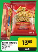 Fatti's & Moni's Macaroni Or Spaghetti-500g Each