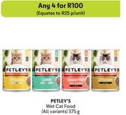 Petley's Wet Cat Food (All Variants)-For 4 x 375g