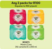 Rose's Mixers Cans (All Variants)-For 2 x 6 x  200ml