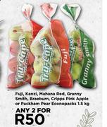 Fuji,Kanzi,Mahana Red,Granny Smith,Braeburn,Cripps Pink Apple Or Packham Pear Econopacks 1.5kg