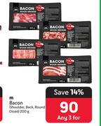 M Bacon (Shoulder, Back, Round Diced)-For Any 3 x 200g