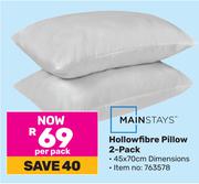 Mainstays Hollowfibre Pillow - 2 Pack