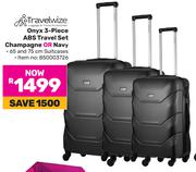 Travelwize Onyx 3 Piece ABS Travel Set Champagne OR Navy
