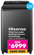 Hisense 18KG Top Loader Washing Machine (WT3I1823UB)