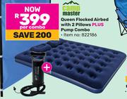 Camp Master Queen Flocked Airbed with 2 Pillows PLUS Pump Combo