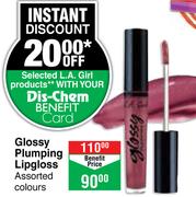 L.A.Girl Glossy Plumping Lipgloss Assorted Colours