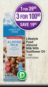 Lifestyle Food Almond Milk With Sunflower Oil-For 3 x 1Ltr