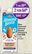 Blue Diamond Almond Breeze Almond & Oat Milk-For 1 x 1Ltr