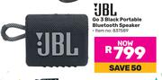 JBL Go 3 Black Portable Bluetooth Speaker