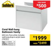 Builders Coral Wall Hung Bathroom Vanity