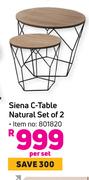 Siena C-Table Natural Set Of 2-Per Set