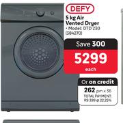 Defy 5Kg Air Vented Dryer DTD 230