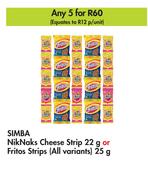 Simba Nik Naks Cheese Strip 22g Or Fritos Strips 25g (All Variants)-For 5