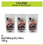 M Beef Biltong Dry Wors-For 3 x 150g