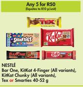 Nestle Barone, Kitkat 4 Finger, Kitkat Chunky, Tex Or Smarties-For 5 x 40/52g