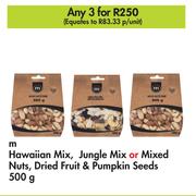 M Hawaiian Mix, Jungle Mix Or Mixed Nuts, Dried Fruit & Pumpkin Seeds-For 3 x 500g