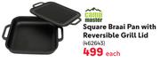 Camp Master Square Braai Pan With Reversible Grill Lid-Each