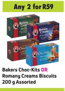 Bakers Choc Kits Or Romany Creams Biscuits Assorted-For 2 x 200g
