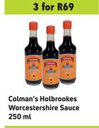 Colman's Holbrookes Worcestershire Sauce-For 3 x 250ml