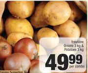 Freshline Onions 3Kg & Potatoes 3Kg-Per Combo
