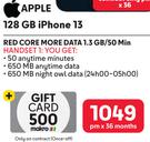 2 x Apple iPhone 13 128GB-On Red Core More Data 1.3GB/50Min