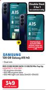 2 x Samsung Galaxy A15 4G 128GB Smartphone-On Red Core More Data 1.3GB 