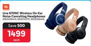 JBL Live 670NC Wireless On-Ear Noise Cancelling Headphones-Each