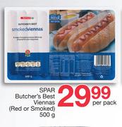 Spar Butcher's Best Viennas (Red Or Smoked)-500g Per Pack