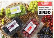 Red, White Or Black Seedless Grape Punnets-For 3